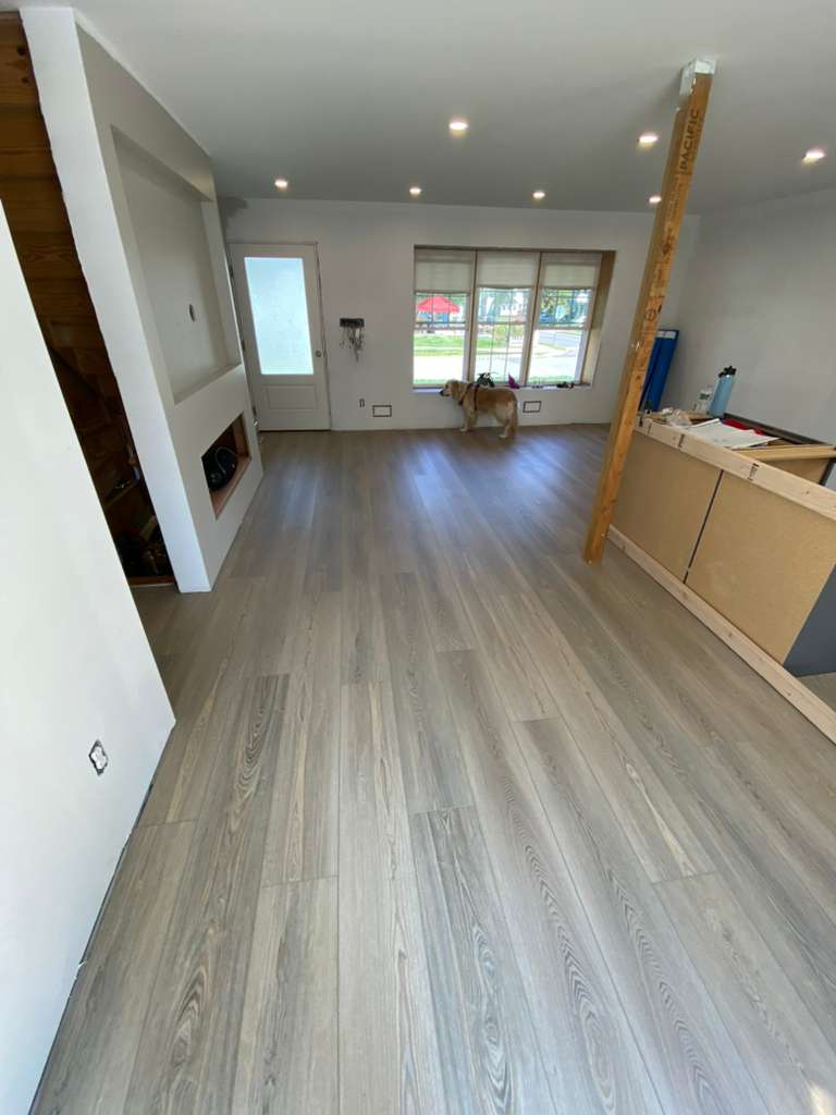 Before — worn hardwood floors