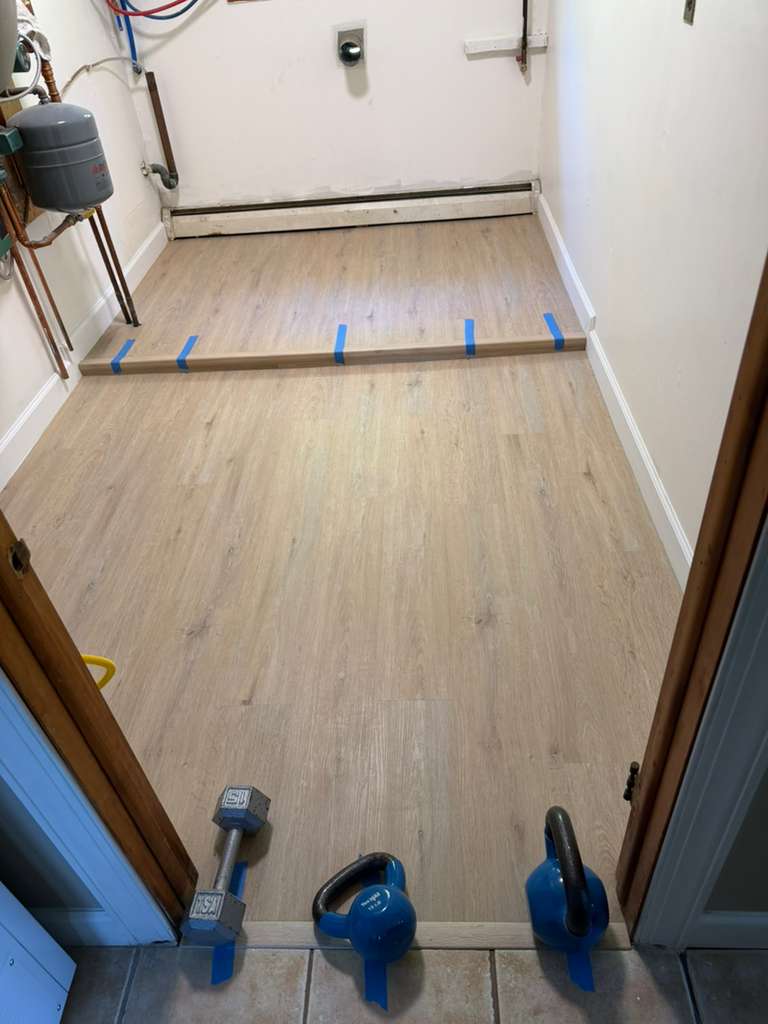 Before — worn hardwood floors