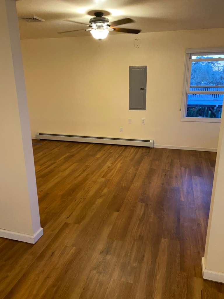 Before — worn hardwood floors